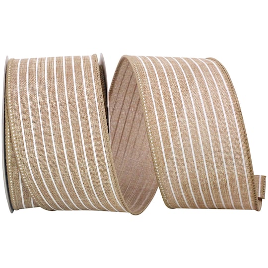 JAM Paper 2.5" x 10yd. Linen Wired Thin Stripe Ribbon